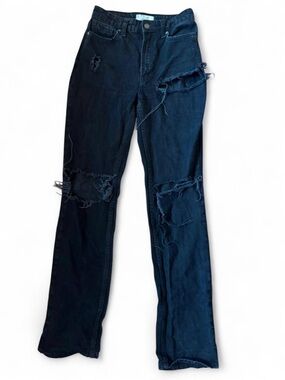 Free People Black Distressed Flare Jeans